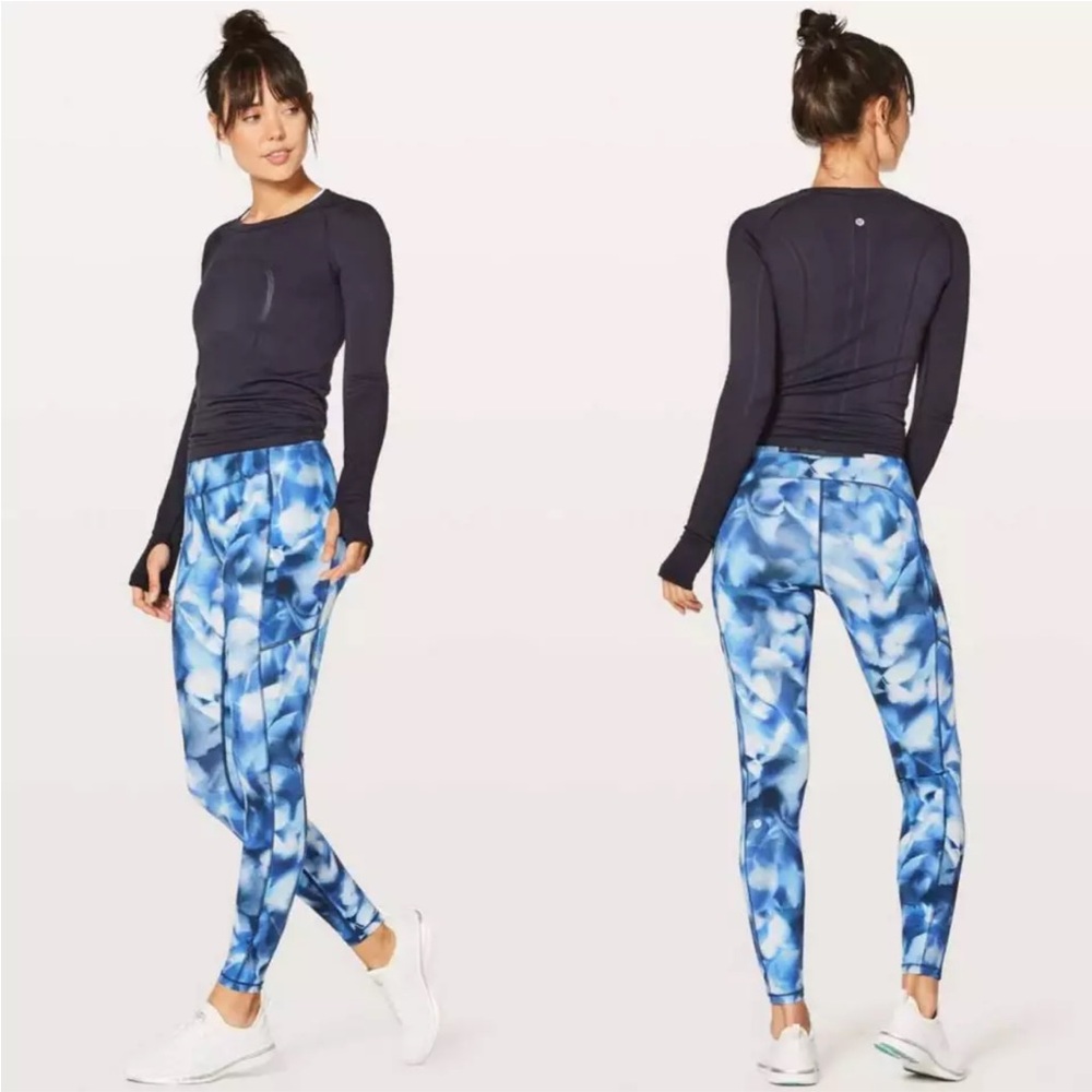 Lululemon Speed Up Tight 28" Blush Blossom Alpine White Midnight Navy Sz 8 EUC